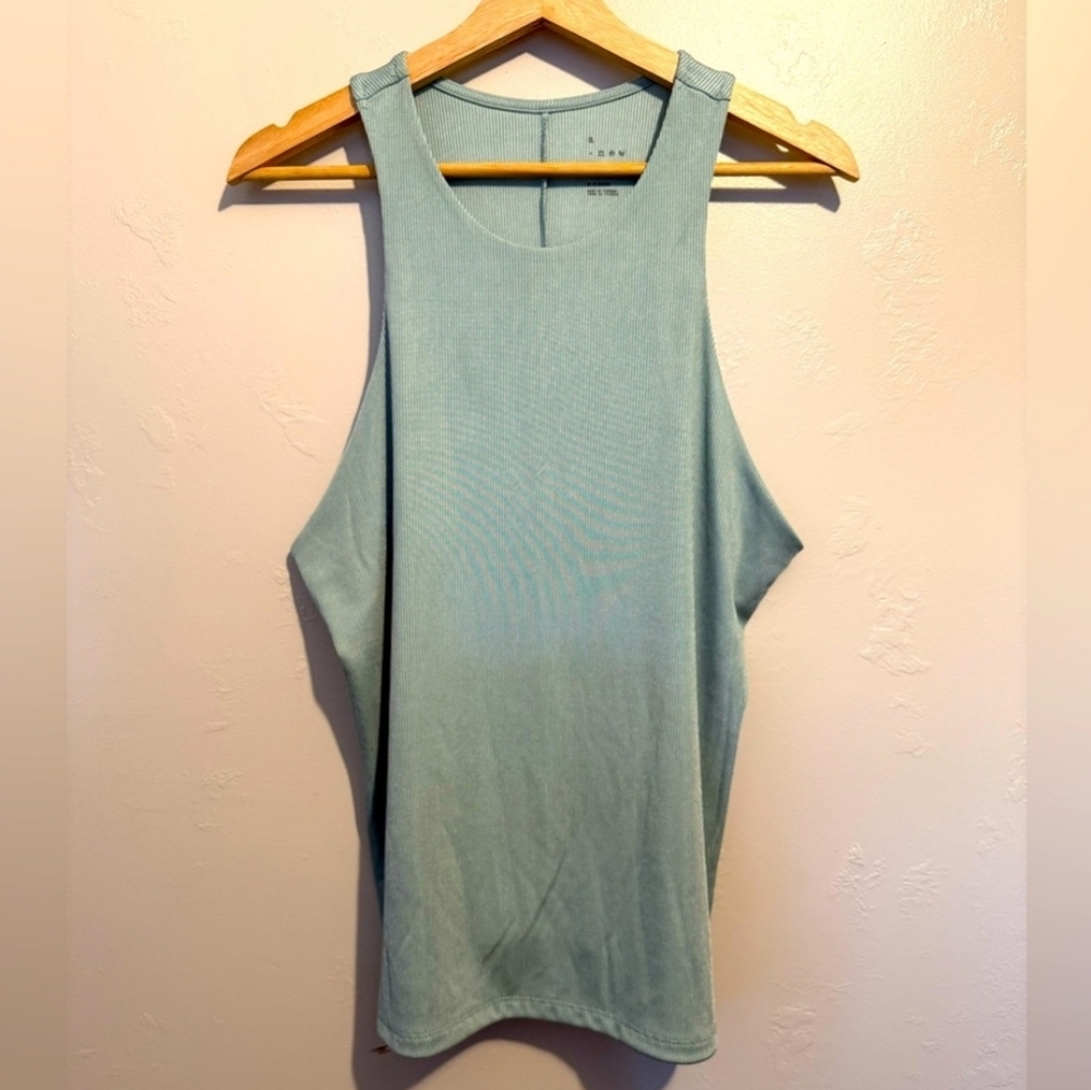 a new day | Sleeveless Ribbed Sage Women's Tank Top